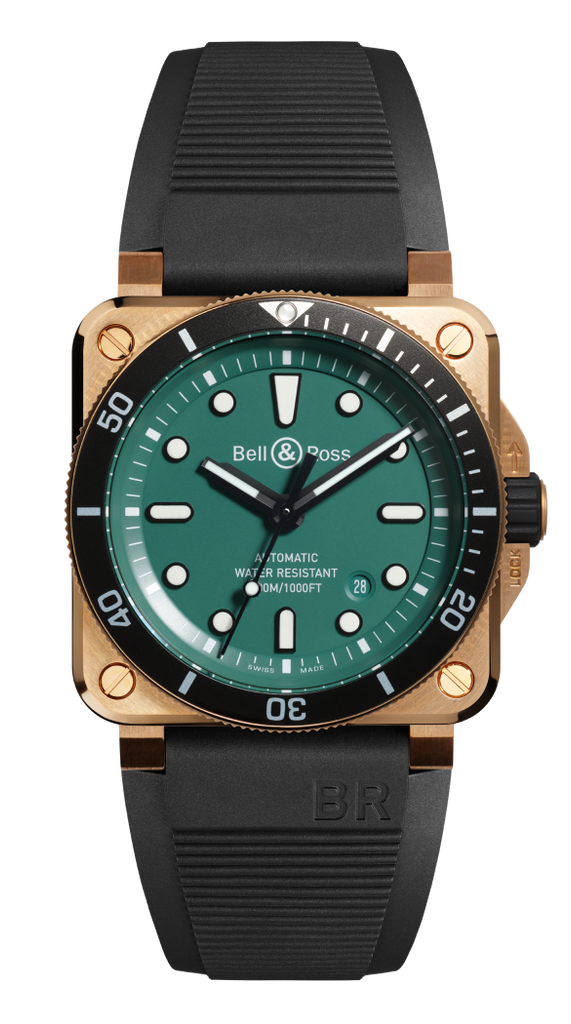 BR 03-92 diver black & green bronze - BR0392-D-LT-BR/SRB