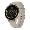 VOGTIME-MONTRES-Venu® 3S  Lunette en acier inoxydable Soft Gold avec boîtier et bracelet en silicone lin - 010-02785-02