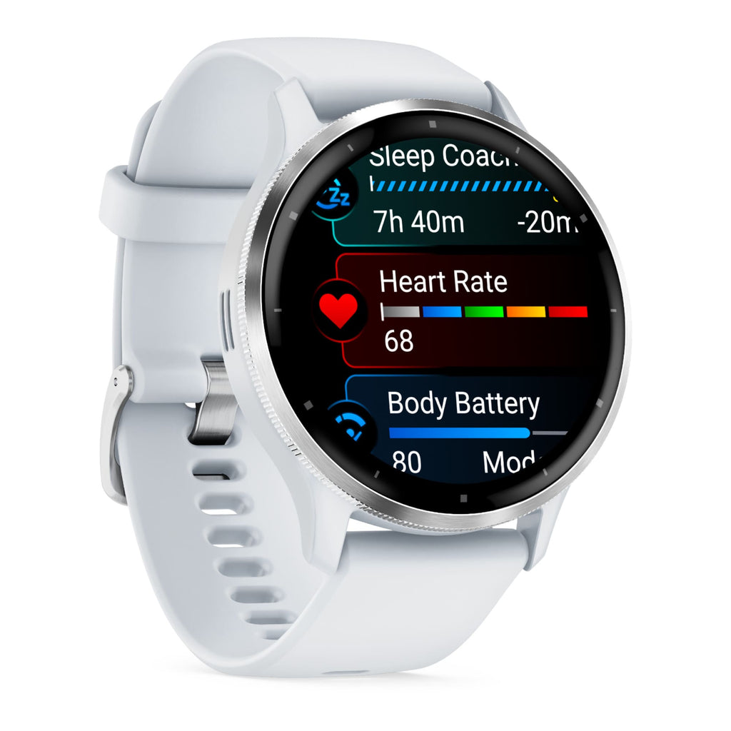 VOGTIME-MONTRES-Venu® 3  Lunette Silver en acier inoxydable avec boîtier blanc et bracelet en silicone blanc - 010-02784-00