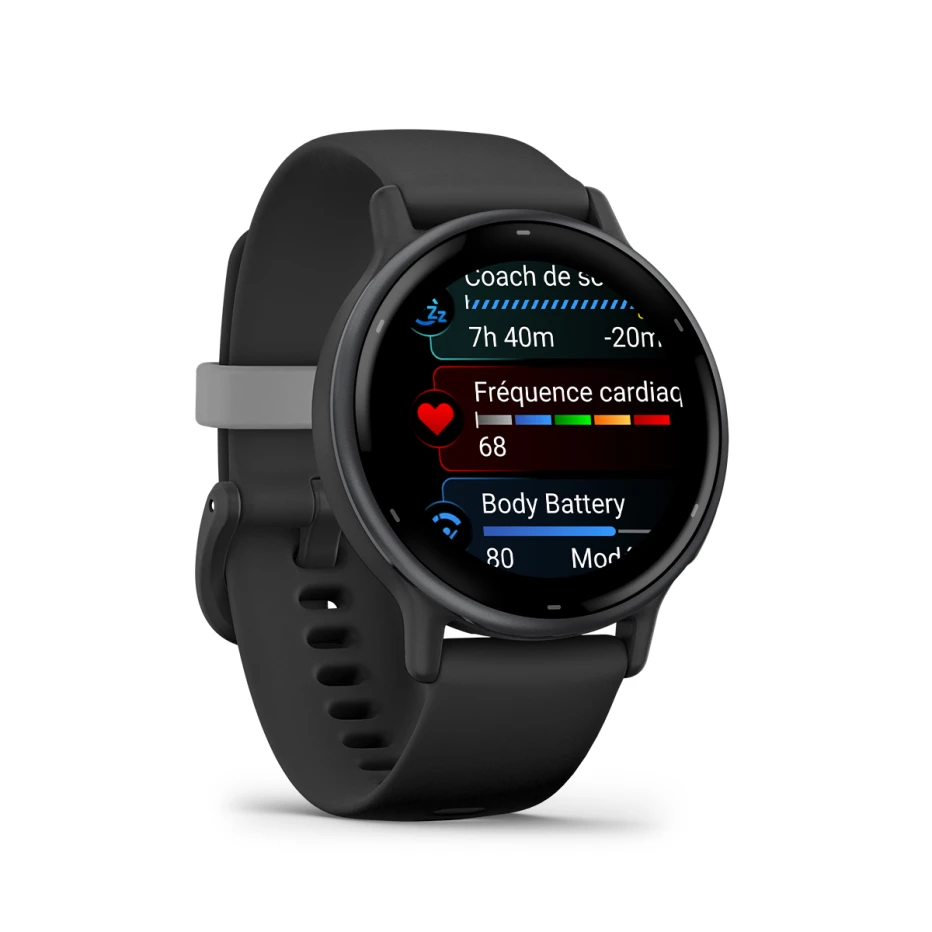 GARMIN - vívoactive® 5 - Boitier noir avec lunette en aluminium Gray et bracelet silicone noir - 010-02862-10