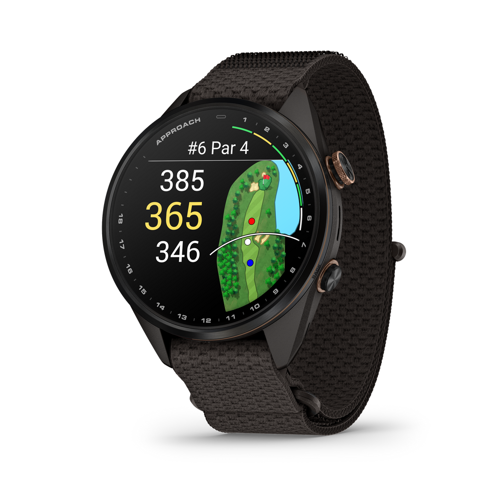 GARMIN - Approach® S72 - 43 mm - Lunette titane Carbon Gray DLC/bronze, bracelet tissu ComfortFit - 010-04147-02