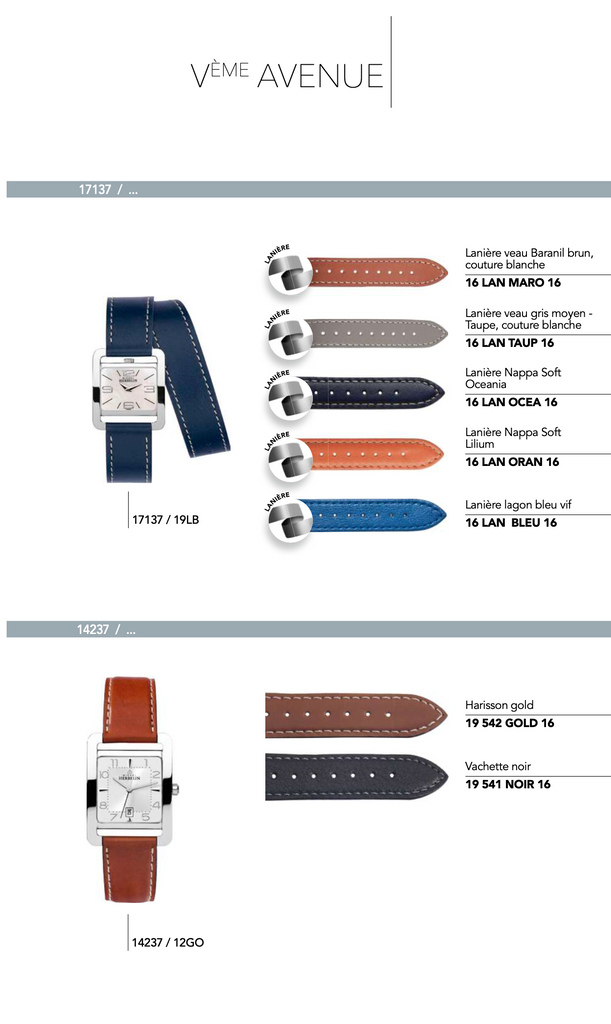 Recharge Bracelet en cuir pour montre *Vème Avenue* série 14237 / ...17137 / ...