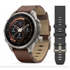 fēnix® 9 Pro – inReach®, 47mm  Titanium avec bracelet en cuir noisette - 010-04336-41