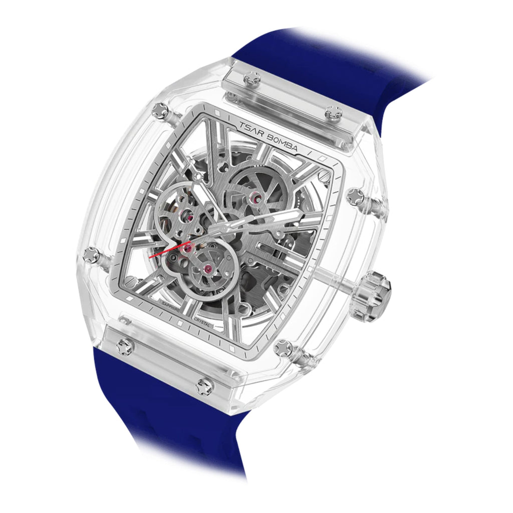 Elemental Series-Automatic Watch - Light Matters-Révolution en cristal de saphir  - TB8223  - Clein Bleu