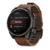 fēnix® 8 Pro – 51 mm, AMOLED  Sapphire, Titane Carbon Gray DLC avec bracelet en cuir marron - 010-03199-40