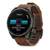 fēnix® 8 Pro – 51 mm, AMOLED  Sapphire, Titane Carbon Gray DLC avec bracelet en cuir marron - 010-03199-40