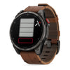 fēnix® 8 Pro – 51 mm, AMOLED  Sapphire, Titane Carbon Gray DLC avec bracelet en cuir marron - 010-03199-40