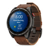 fēnix® 8 Pro – 51 mm, AMOLED  Sapphire, Titane Carbon Gray DLC avec bracelet en cuir marron - 010-03199-40