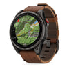 fēnix® 8 Pro – 51 mm, AMOLED  Sapphire, Titane Carbon Gray DLC avec bracelet en cuir marron - 010-03199-40