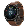 fēnix® 8 Pro – 51 mm, AMOLED  Sapphire, Titane Carbon Gray DLC avec bracelet en cuir marron - 010-03199-40