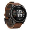 fēnix® 8 Pro – 51 mm, AMOLED  Sapphire, Titane Carbon Gray DLC avec bracelet en cuir marron - 010-03199-40