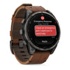 fēnix® 8 Pro – 51 mm, AMOLED  Sapphire, Titane Carbon Gray DLC avec bracelet en cuir marron - 010-03199-40