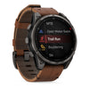 fēnix® 8 Pro – 51 mm, AMOLED  Sapphire, Titane Carbon Gray DLC avec bracelet en cuir marron - 010-03199-40