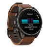 fēnix® 8 Pro – 47 mm - AMOLED  Sapphire, Titane Carbon Gray DLC avec bracelet en cuir marron - 010-03198-40