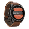fēnix® 8 Pro – 47 mm - AMOLED  Sapphire, Titane Carbon Gray DLC avec bracelet en cuir marron - 010-03198-40