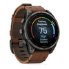 fēnix® 8 Pro – 51 mm, AMOLED  Sapphire, Titane Carbon Gray DLC avec bracelet en cuir marron - 010-03199-40