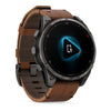 fēnix® 8 Pro – 51 mm, AMOLED  Sapphire, Titane Carbon Gray DLC avec bracelet en cuir marron - 010-03199-40