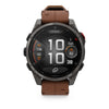 fēnix® 8 Pro – 51 mm, AMOLED  Sapphire, Titane Carbon Gray DLC avec bracelet en cuir marron - 010-03199-40