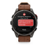 fēnix® 8 Pro – 51 mm, AMOLED  Sapphire, Titane Carbon Gray DLC avec bracelet en cuir marron - 010-03199-40