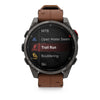 fēnix® 8 Pro – 51 mm, AMOLED  Sapphire, Titane Carbon Gray DLC avec bracelet en cuir marron - 010-03199-40