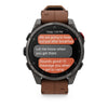 fēnix® 8 Pro – 47 mm - AMOLED  Sapphire, Titane Carbon Gray DLC avec bracelet en cuir marron - 010-03198-40