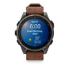 fēnix® 8 Pro – 51 mm, AMOLED  Sapphire, Titane Carbon Gray DLC avec bracelet en cuir marron - 010-03199-40