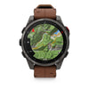 fēnix® 8 Pro – 51 mm, AMOLED  Sapphire, Titane Carbon Gray DLC avec bracelet en cuir marron - 010-03199-40