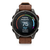 fēnix® 8 Pro – 51 mm, AMOLED  Sapphire, Titane Carbon Gray DLC avec bracelet en cuir marron - 010-03199-40
