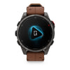 fēnix® 8 Pro – 51 mm, AMOLED  Sapphire, Titane Carbon Gray DLC avec bracelet en cuir marron - 010-03199-40