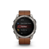 fēnix® 8 – 51 mm, AMOLED  Sapphire, Titanium avec bracelet en cuir marron - 010-02905-40