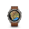 fēnix® 8 – 51 mm, AMOLED  Sapphire, Titanium avec bracelet en cuir marron - 010-02905-40
