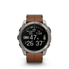 fēnix® 8 – 51 mm, AMOLED  Sapphire, Titanium avec bracelet en cuir marron - 010-02905-40