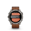 fēnix® 8 – 51 mm, AMOLED  Sapphire, Titanium avec bracelet en cuir marron - 010-02905-40