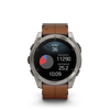 fēnix® 8 – 51 mm, AMOLED  Sapphire, Titanium avec bracelet en cuir marron - 010-02905-40