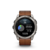 fēnix® 8 – 51 mm, AMOLED  Sapphire, Titanium avec bracelet en cuir marron - 010-02905-40