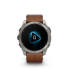 fēnix® 8 – 51 mm, AMOLED  Sapphire, Titanium avec bracelet en cuir marron - 010-02905-40