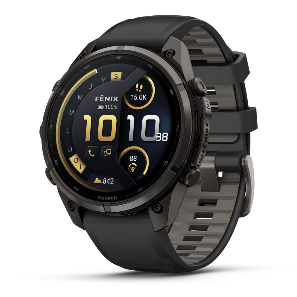 fēnix® 9 Pro – inReach®, 47mm  Titane avec revêtement Carbon Gray DLC et bracelet en silicone noir/gris galet - 010-04336-11