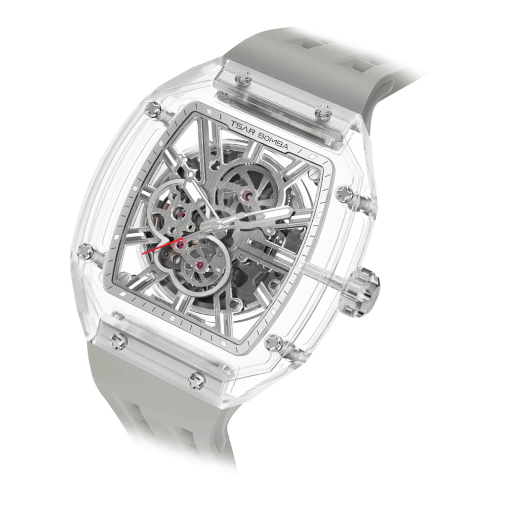 Elemental Series-Automatic Watch - Light Matters-Révolution en cristal de saphir  - TB8223  - Gris Fantôme