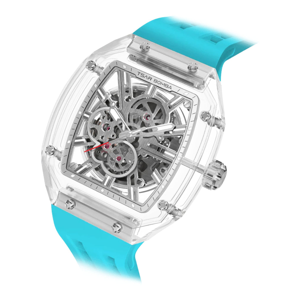 Elemental Series-Automatic Watch - Light Matters-Révolution en cristal de saphir  - TB8223  - bleu lac