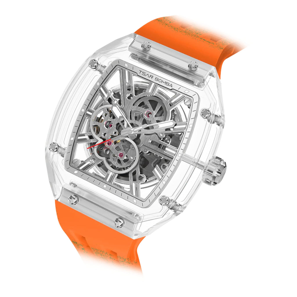 Elemental Series-Automatic Watch - Light Matters-Révolution en cristal de saphir  - TB8223  - Orange