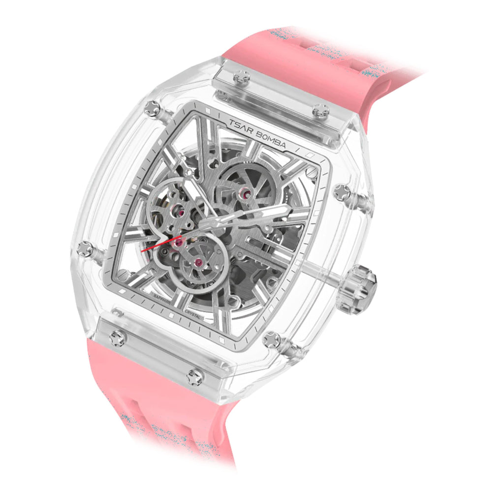 Elemental Series-Automatic Watch - Light Matters-Révolution en cristal de saphir  - TB8223  - Rose