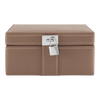 Boite à bijoux moyen modèle en cuir - Taupe - TBJ7322E07