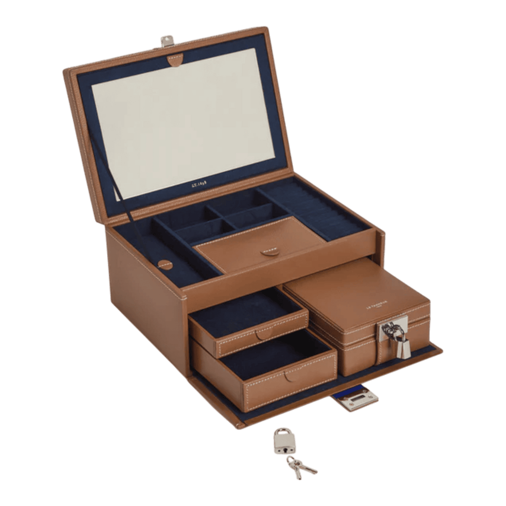 Boite à bijoux Grand modèle en cuir - Naturel - TBJ7323G06