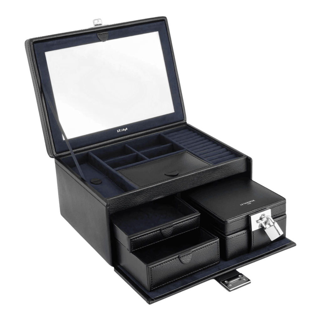 Boite à bijoux Grand modèle en cuir - Noir - TBJ7323N01