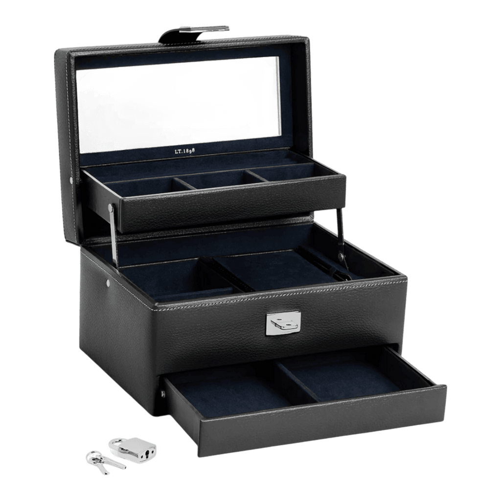 Boite à bijoux Moyen modèle en cuir modèle ouverture automatique - Noir - TBJ7325N01