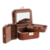 petite boite à bijoux fermoir t en cuir - Marron Acajou Blanc Craie - TBJ7400Q62