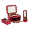 grande boite à bijoux fermoir t en cuir - Grenat Craie - TBJ7401Q52