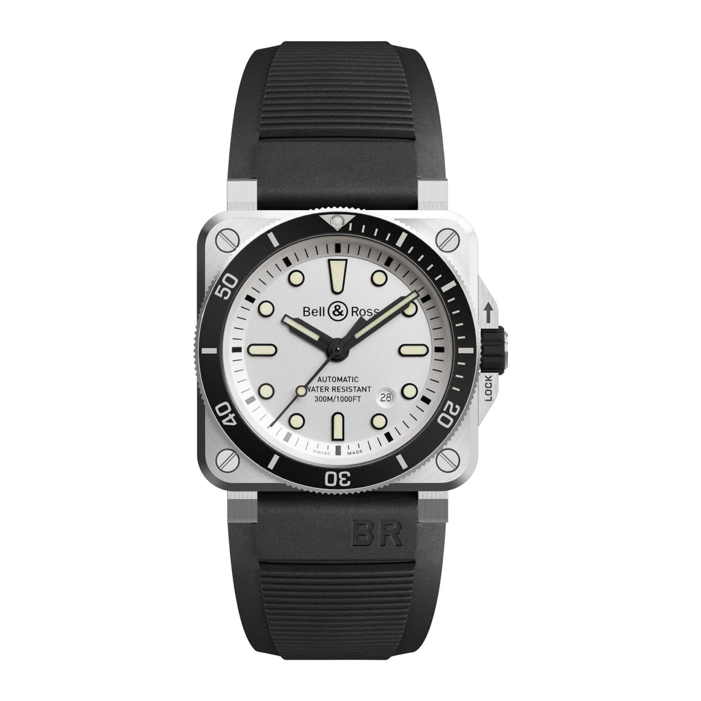 VOGTIME-BELL-&-ROSS-BR 03-92 DIVER WHITE - BR0392-D-WH-ST/SRB