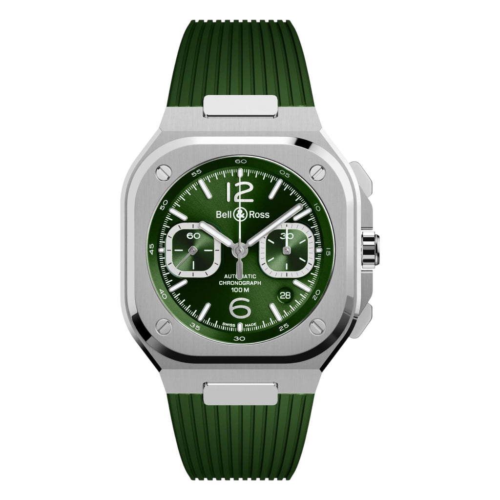 VOGTIME-BELL-&-ROSS-BR 05 CHRONO GREEN STEEL - BR05C-BLU-ST/SRB