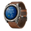 VOGTIME-GARMIN-MONTRES-fēnix® 8 – 51 mm, AMOLED  Sapphire, Titanium avec bracelet en cuir marron - 010-02905-40
